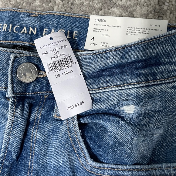 NEW 90s boyfriend ripped jeans, size 4 - Picture 3 of 5